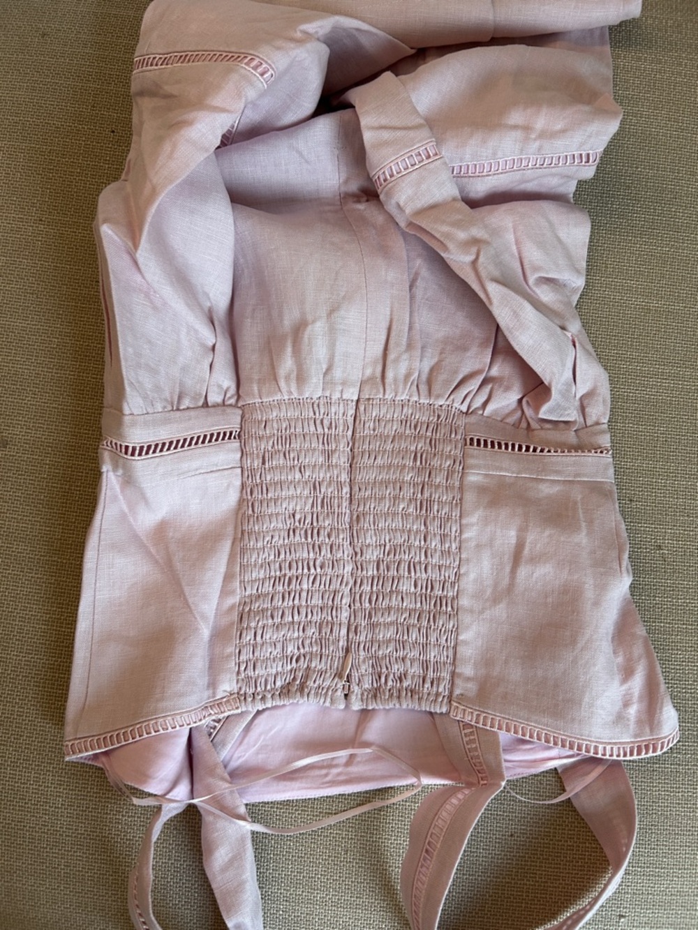 Reformation Everett Linen Midi Dress - Cherry Blossom Blush Pink Valentine's Day - Picture 8 of 10